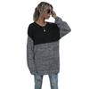 Topy Košile Vintage Móda Elegantní Ležérní Podzimní Barevná Kolize Kulatý Výstřih Naruby Dlouhý Rukáv Pletený Svetr Dámské Středně Dlouhé Modely
