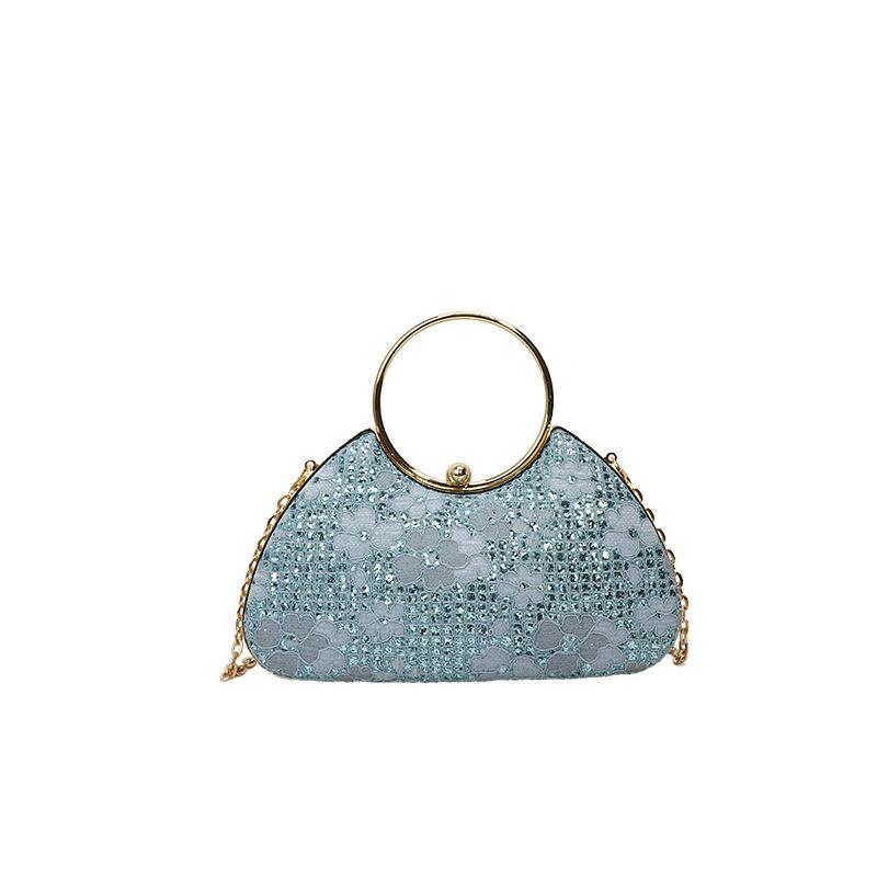 1Pcs Wedding Bridal Beaded Women Evening Bag Dinner Bag Chain Shoulder Handbags Elegant Rhinestones Clutch Egg Shape Evening Bag