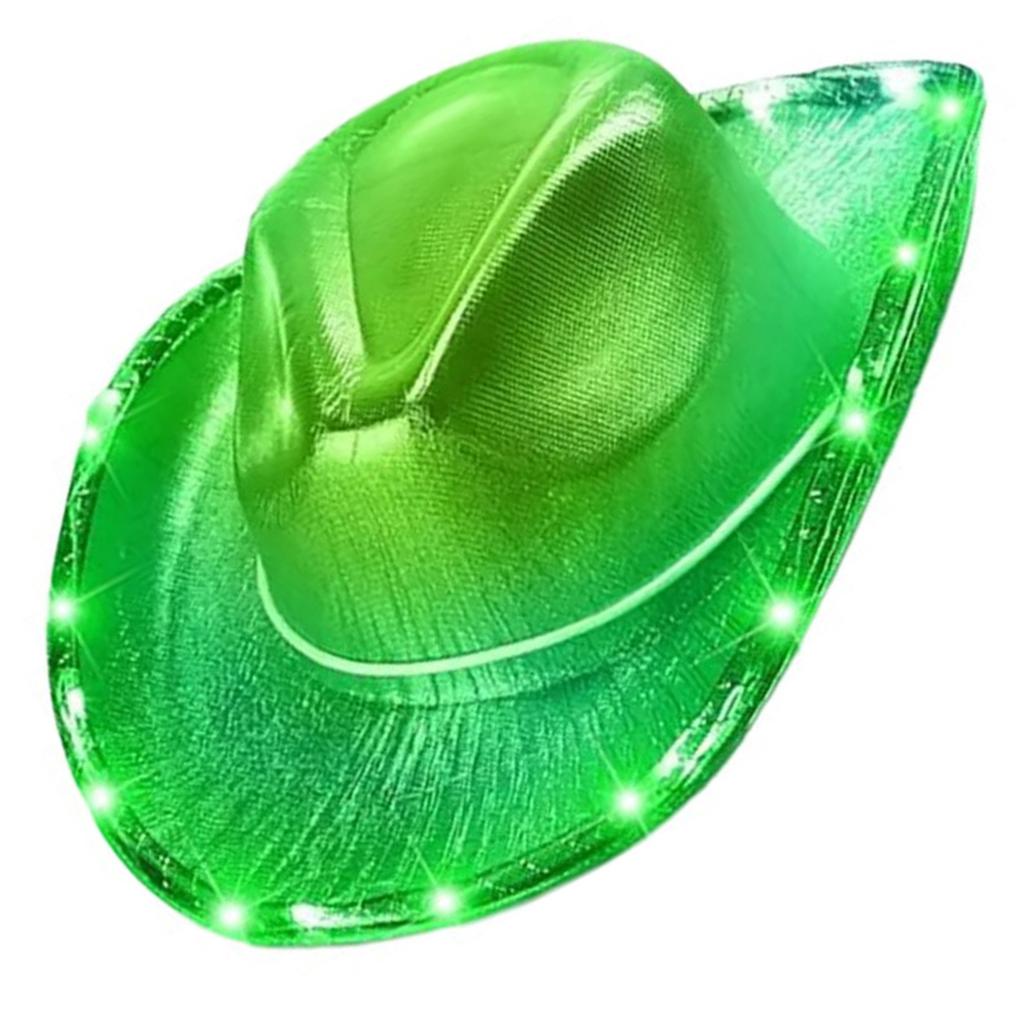 Party Ready Denims Hat Western Role Playing Hat Light Up Hat Shining Glitter Hat for Party Goers and Night Runners