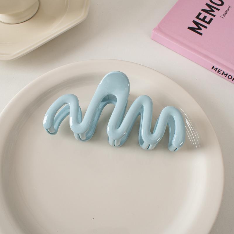 Pinza para el pelo con forma de onda geométrica de color cremoso de dopamina, pinza para el pelo para mujer y niña, accesorios para el cabello con cola de caballo