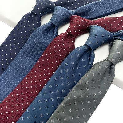 Polka Dot Silk Tie Men'S Dress Suit Fabric Business Event Shirt Accessories Black Polka Dots