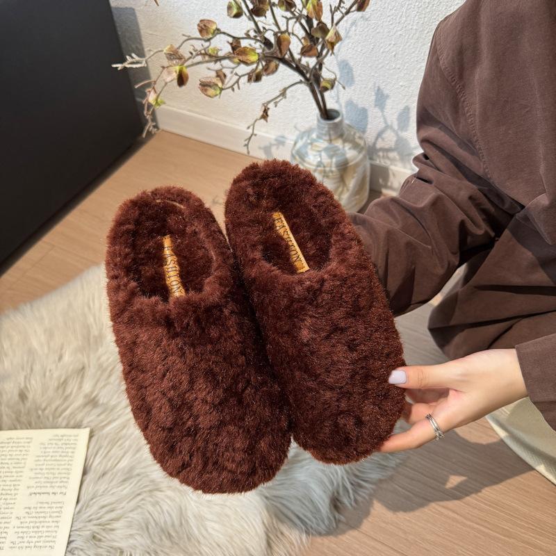 Fashion and lightweight suede thick-soled fluffy slippers women's shoes 2025 new winter wear high-heeled warm bag head slippers