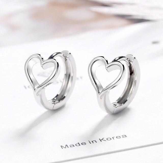 925 Sterling Silver Hollow Heart Charm Stud Earring for Women Girl Wedding Party Jewelry Pendientes Eh143