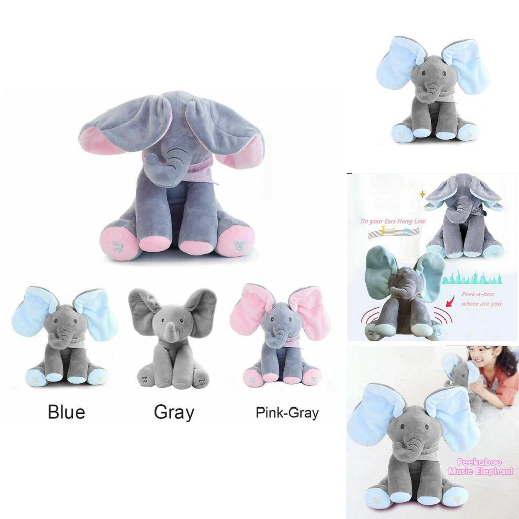 Elephant Peekaboo Plush Toy Singing Stuffed Animated Kids Doll Soft Toy Gift