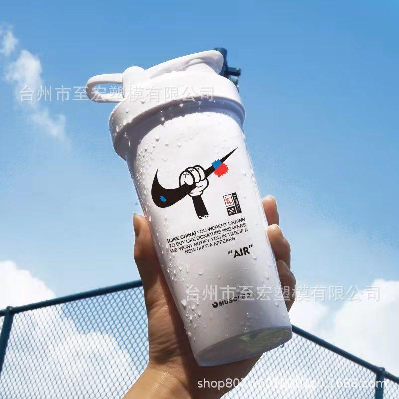 Water Bottle Finished Product Spot Printing LOGO Sports Large Capacity Summer Kettle Fitness Outdoor Milkshake Protein Powder Shaking Cup