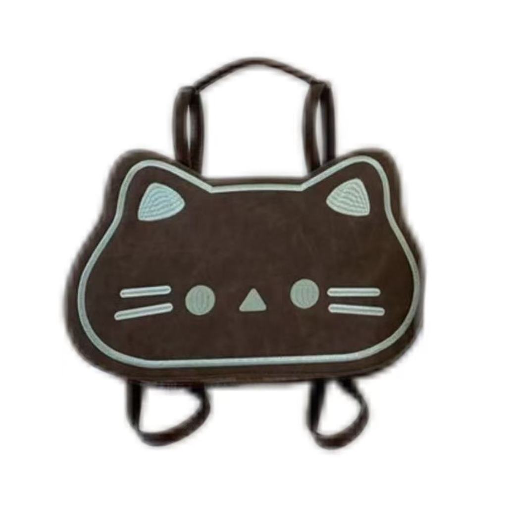 Cute Cartoon Cat Backpack For Women And Men With Pu Material And Daily Use Storage