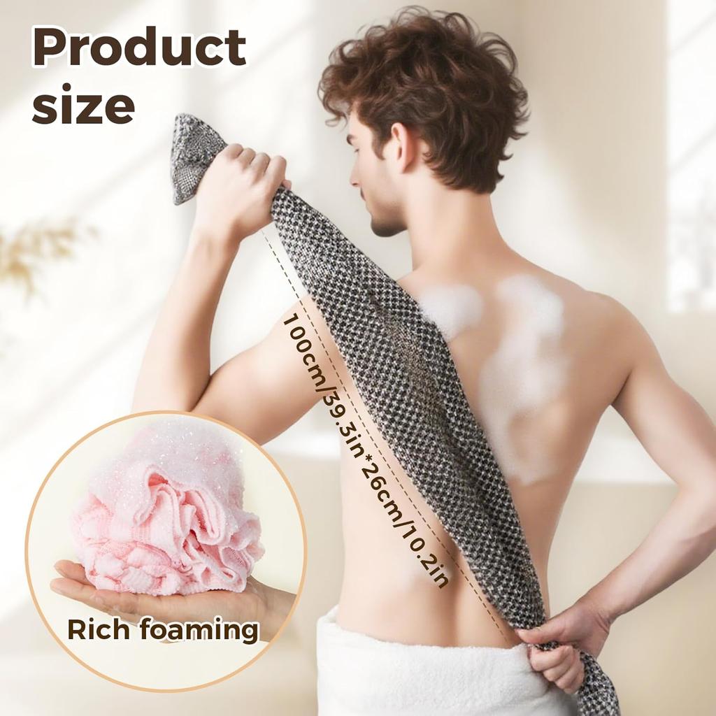 3 Stück Peeling-Duschhandtuch Premium Peeling Waschen Rücken Badetuch für Körper Gesicht