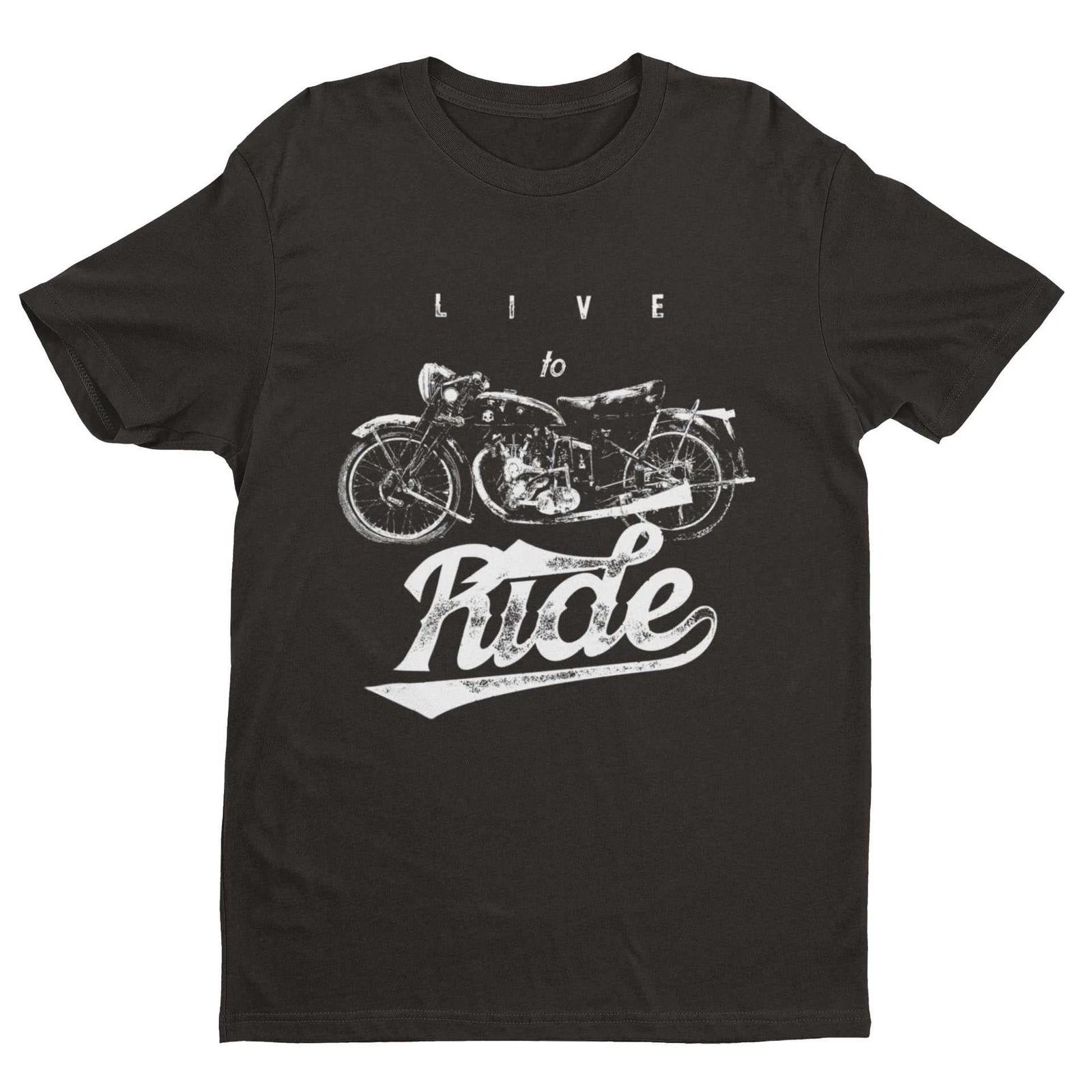 Biker T Shirt Live To Ride Motorcycle Retro Design Motorbike Vintage Gift Idea 3XL