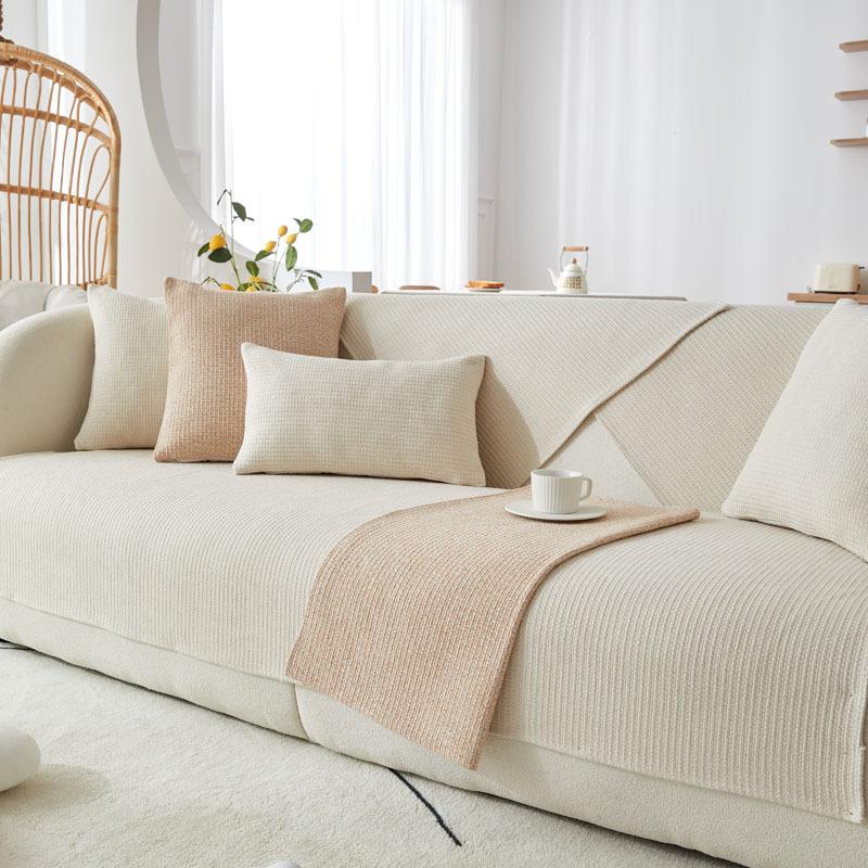 

Cotton And Linen Fabric Japanese Sofa Cushion Non-Slip Thickened Four-Season Universal Living Room Sofa Towel Modern Simple Sofa Cover 70*70cm бежевый