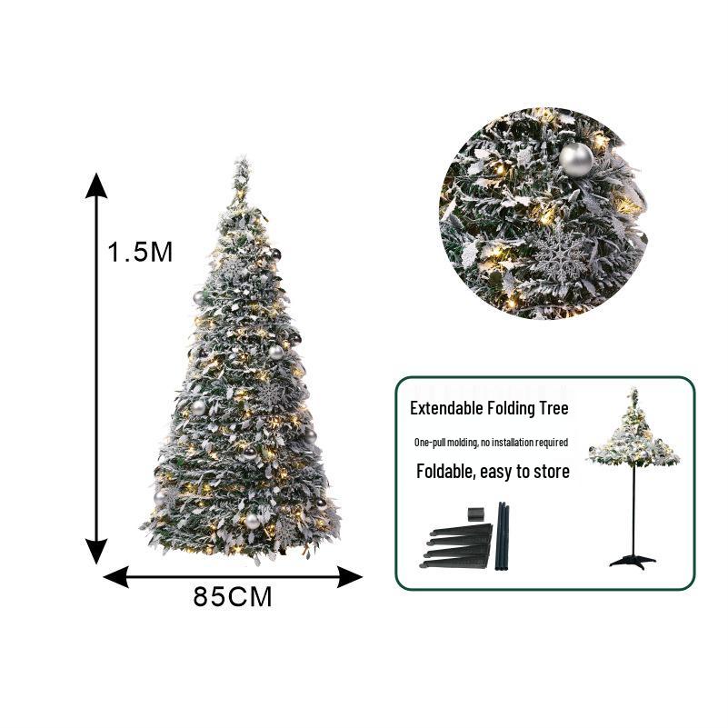 Flocked Telescopic Folding Christmas Tree for Home or Commercial Spaces