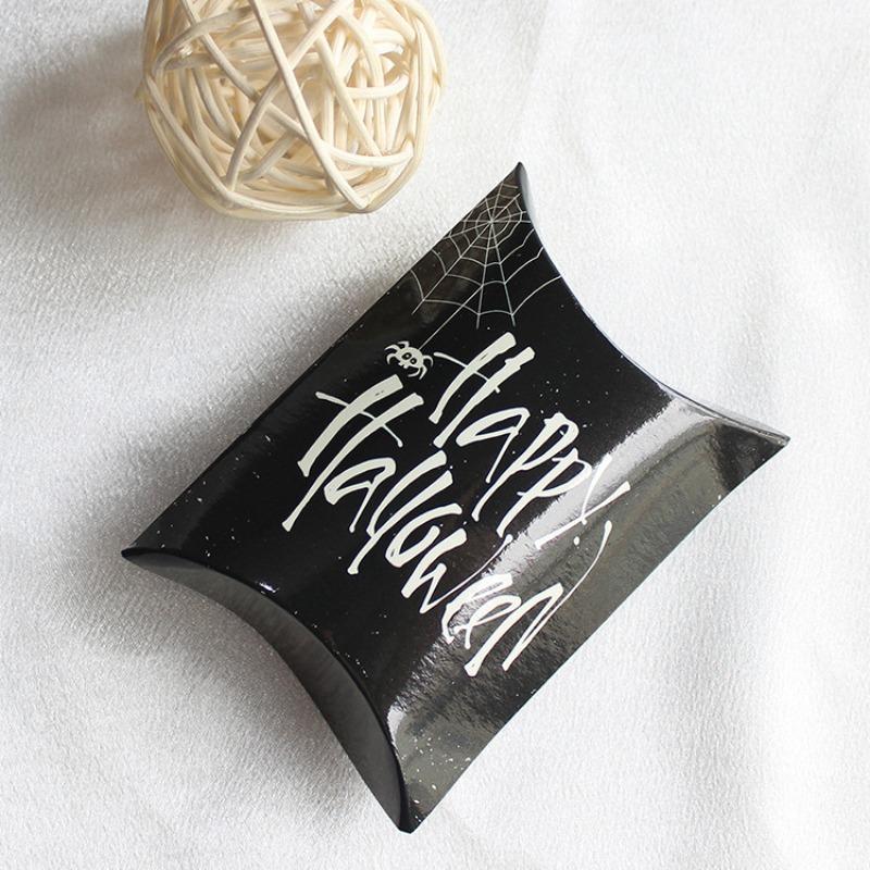 10/20pcs Halloween Pillow Shaped Candy Box Gift Box, Halloween Pumpkin Boo Ghost Witch Gift Box