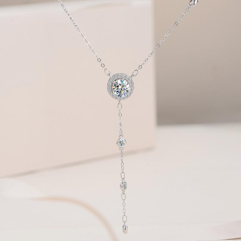 

Новое серебряное ожерелье с кисточками из муассанита S925, отличная огранка, цвет D, 1 карат, бриллиантовое женское платье, ожерелье, сертифицированные ювелирные изделия 45cm