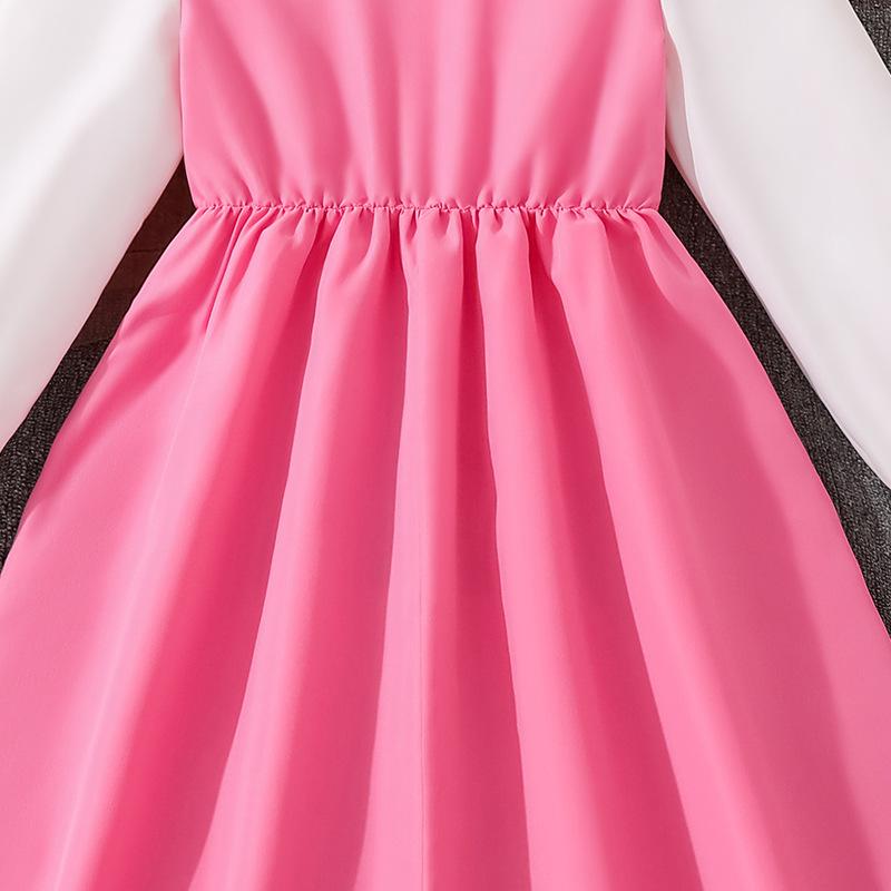 Girls Dress Autumn New Korean Version Medium and Large Children Cute Doll Collar Long Sleeve Bow Princess Dress