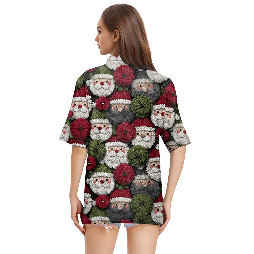 Damemote Uformelt jakkeslag kortermet skjorte med knapper for kvinner