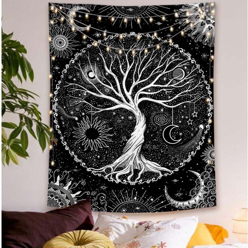 Tree of Life Tapestry Sun Moon Wall Hanging for Bedroom Living Room Dorm Spiritual Boho Home Decor