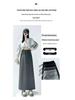 Women's Gray Elastic Waist A-Line Mini Skirt - Sporty High Waist, Bodycon, Slit, Casual Autumn Wear for Petite