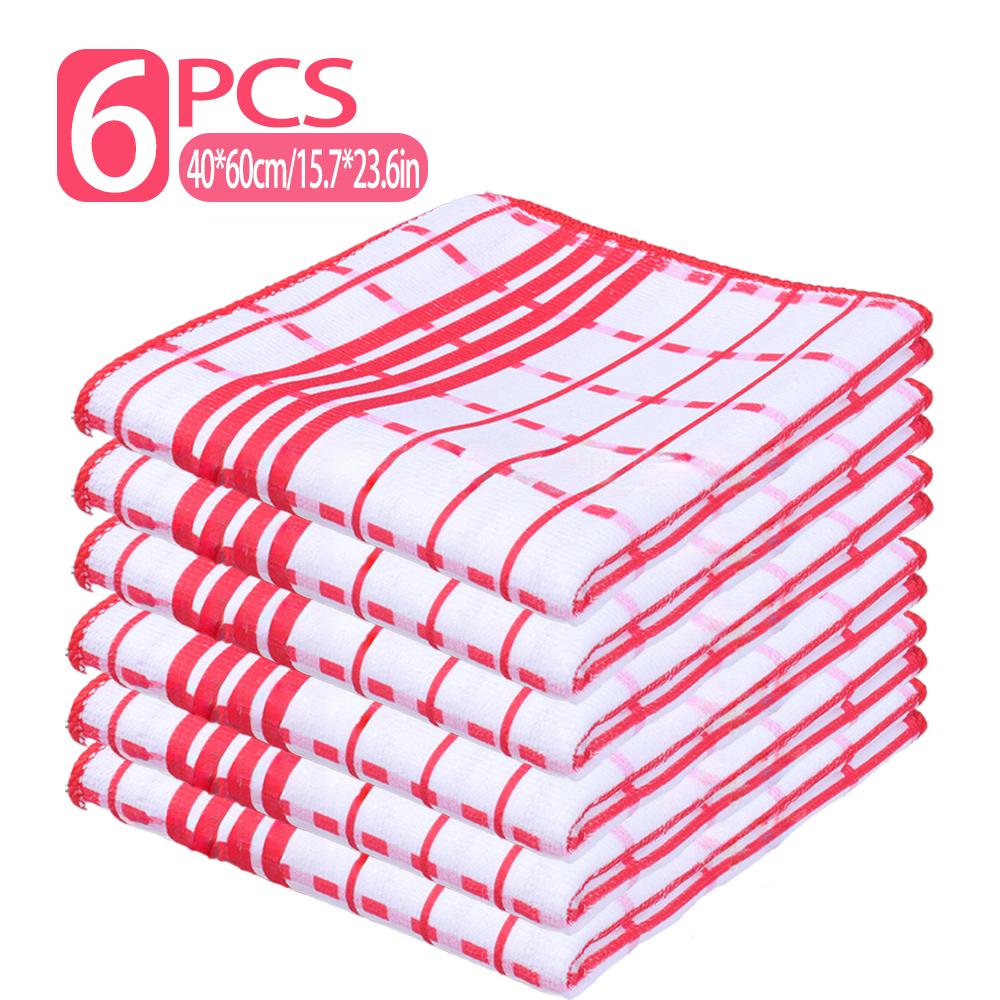 

Checkered kitchen absorbent cleaning cloths, 6/12 set, household dishcloths and tablecloths, easy-to-clean household cloths. 6pcs красный