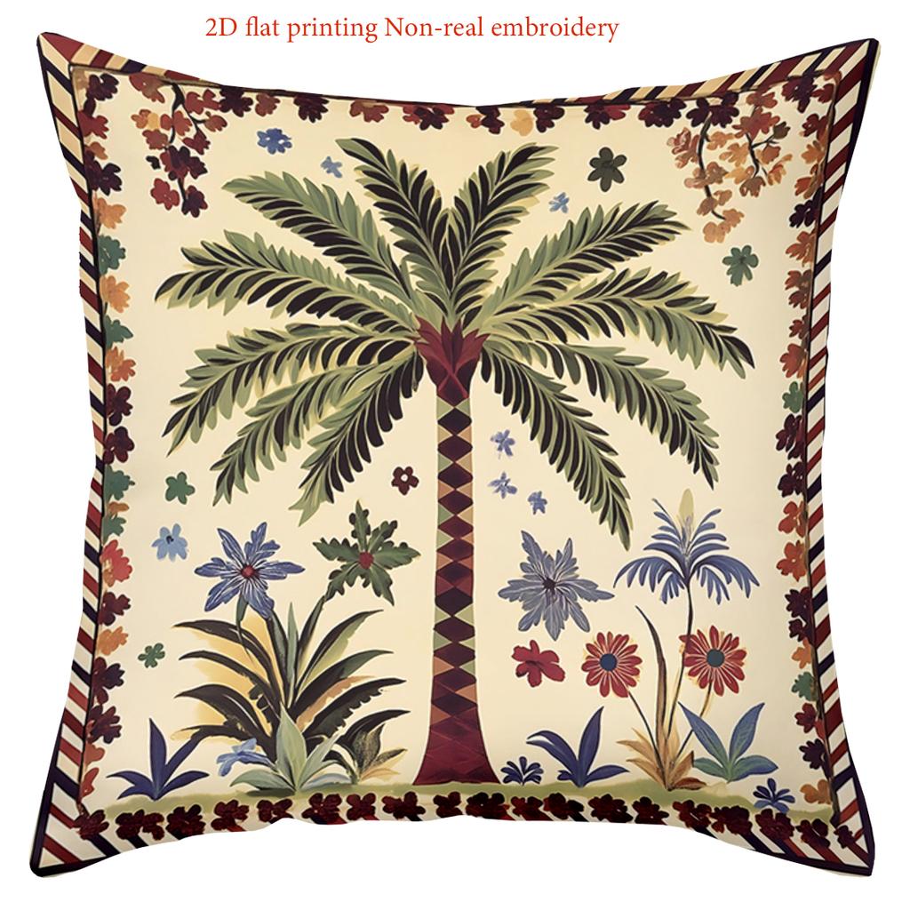 2D Flat Printed Palm Tree Patterned Cushion Covers Polyester pillowcase, sofa decorative cushion cov Headboard Pillow