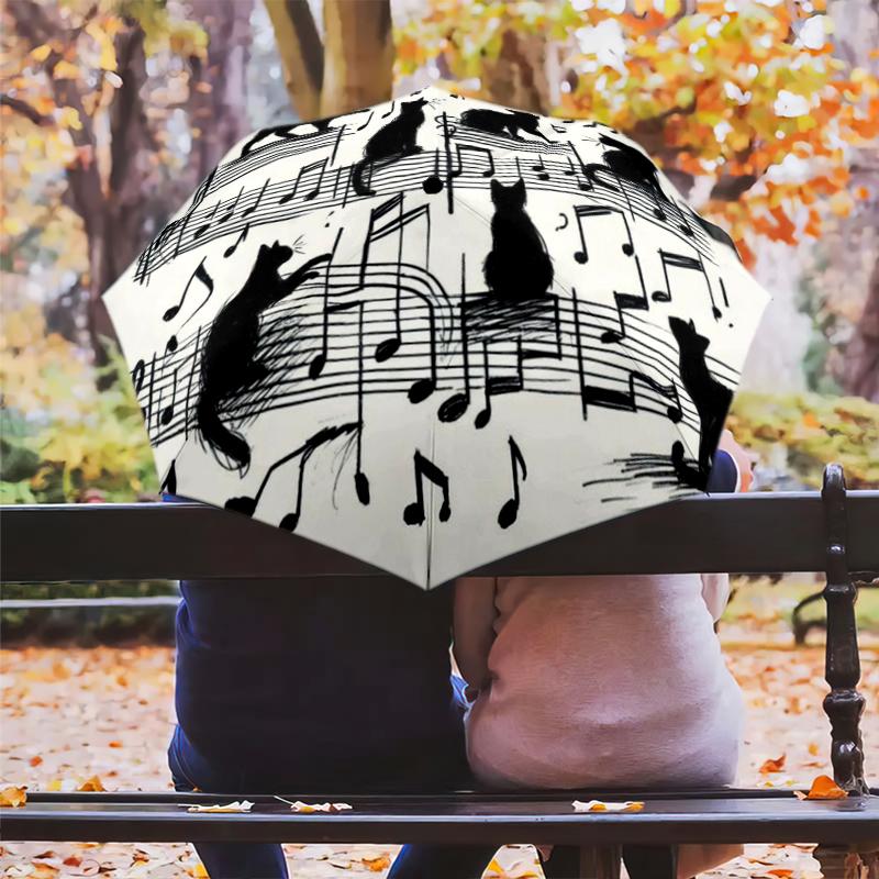 1PC Musical notes Umbrella Portable Folding Umbrella Iron Frame Hole Bone Structure Outdoor Home Umbrella A1