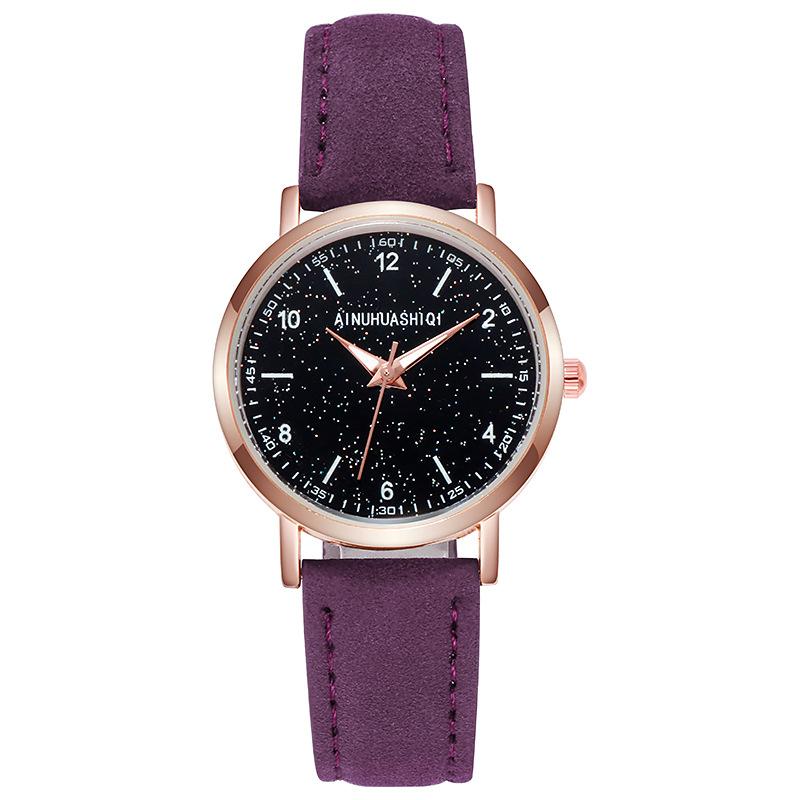 Fashion Quartz Analog Watches for Women Leather Strap Starry Sky Watch Casual Business Watch