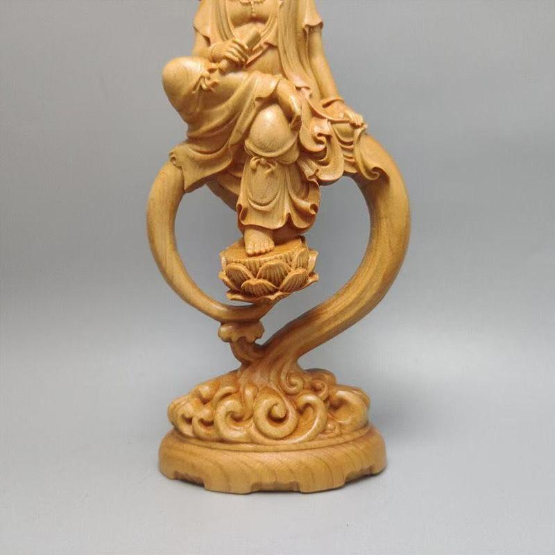 wood carving guanyin bodhisattva sculptures and figurines  Home Room Office Wealth Luck Feng Shui Decor buddha wood