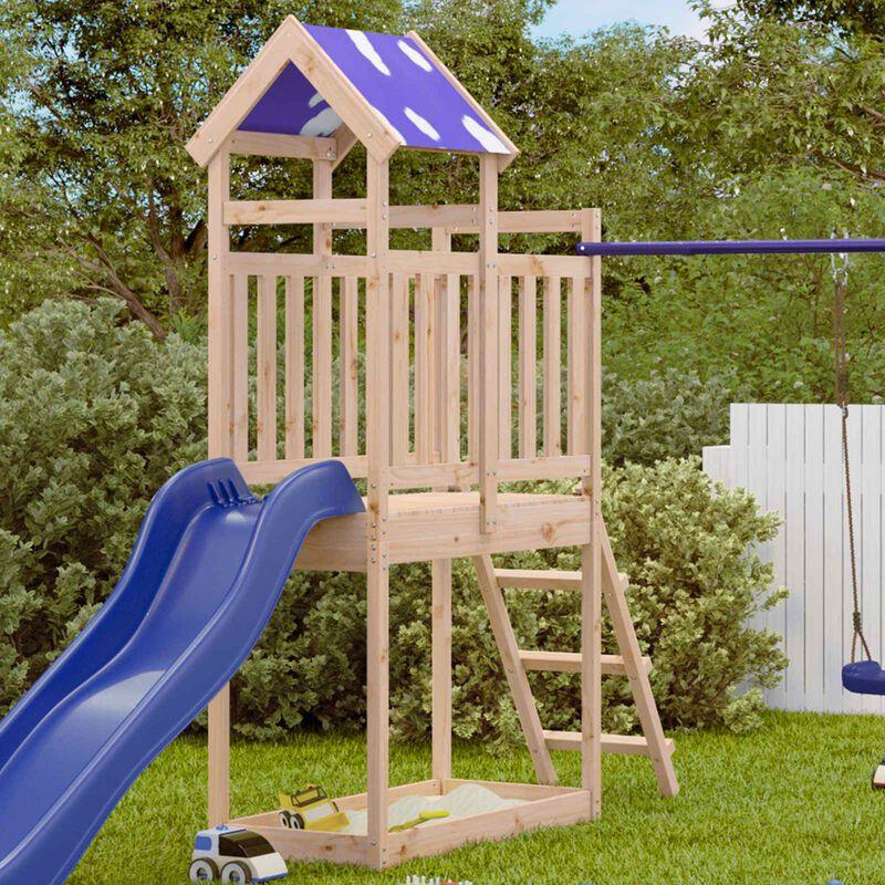 vidaXL Tour de jeu Marron 52,5 x 110,5 x 215 cm Pin massif