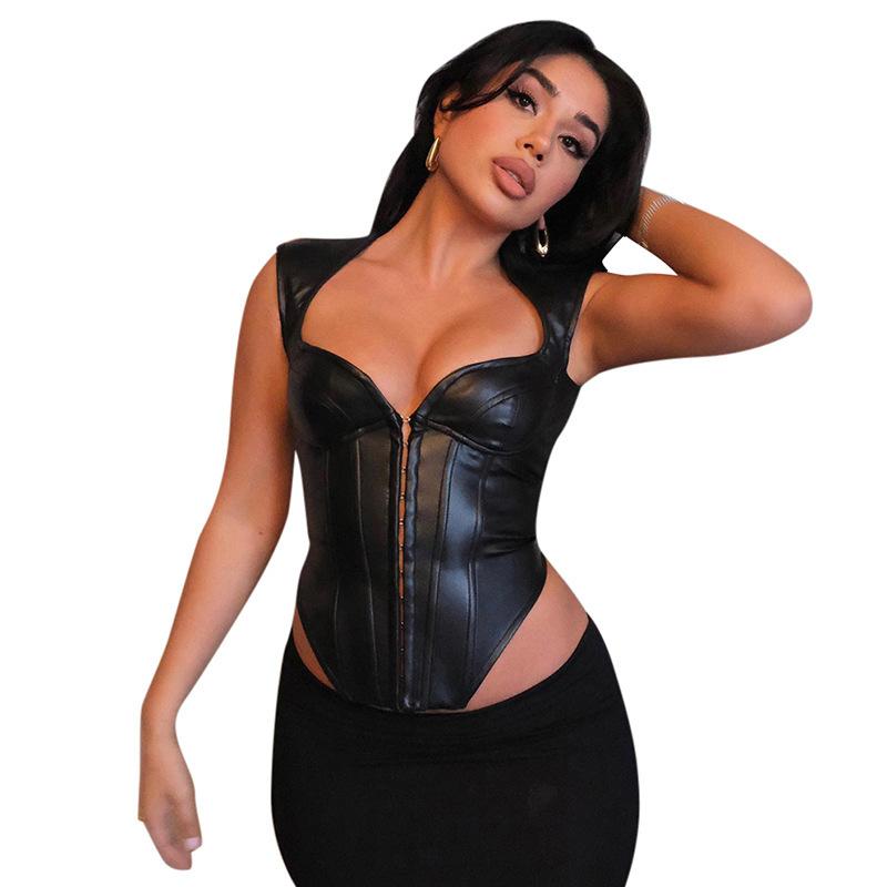 

Small Vest Wind Women s Summer New Sexy PU Leather Top S