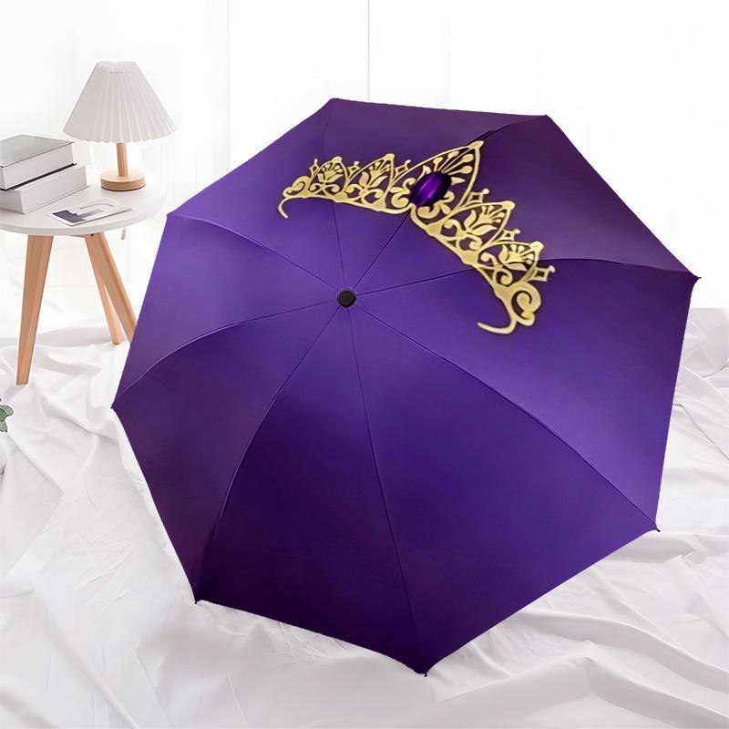 1pc Crown Tiara Automatic Folding Umbrella - Portable Collapsible Design, 8-Rib Iron Frame, Durable Fabric Yy251125048