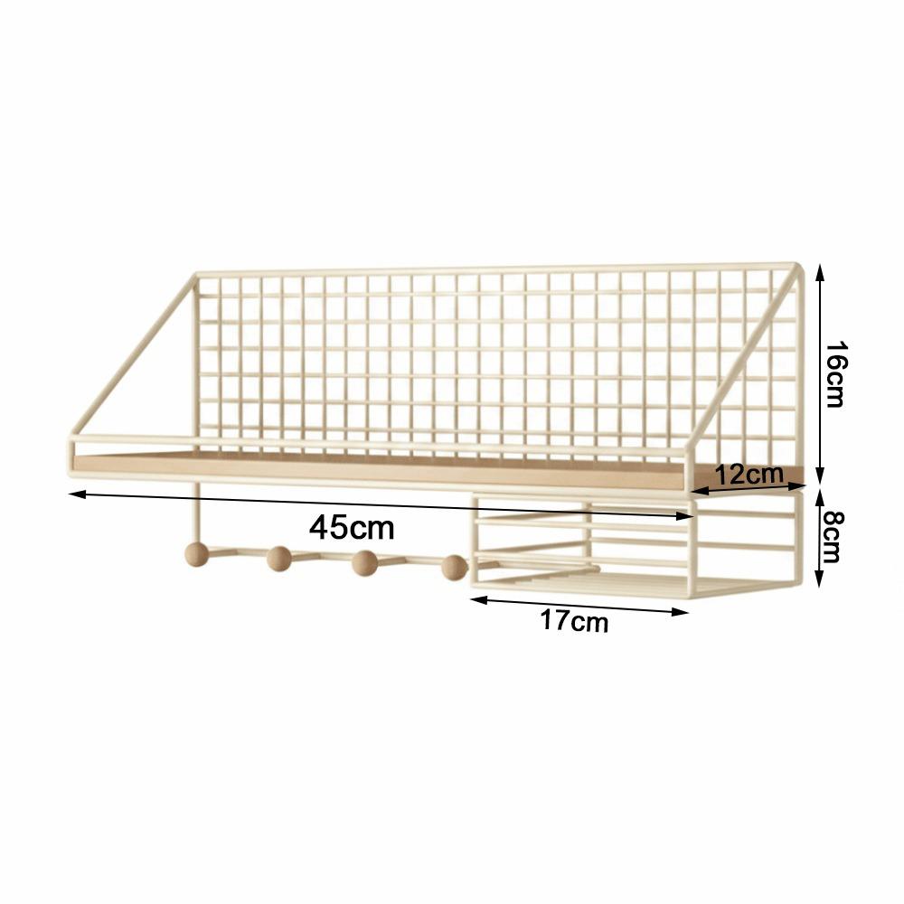 Metal Wood Wall Shelf Open Grid Multi-Layer Floating Wall Shelves Minimalist Style Display Storage Rack Living Room
