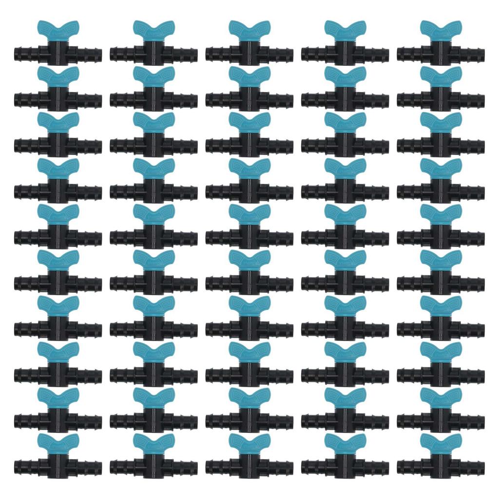 50Pcs Irrigation Switch Valve Garden Plastic Barbed Valve for 16mm Diameter Hose 10x5.5x2.5cm
