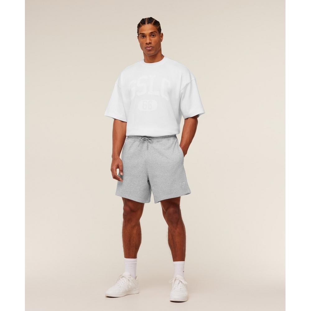 Gymshark Crest Shorts Light Grey Core Marl A4c6x Gbcn