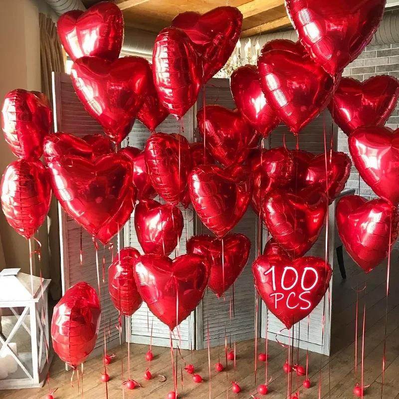 

Красный фольгированный шар в форме сердца Металлический зеркальный шар Любовь Шары-сердца для Дня святого Валентина Свадьбы Украшения для вечеринки в честь дня рождения Шары 10pcs&10inch красный