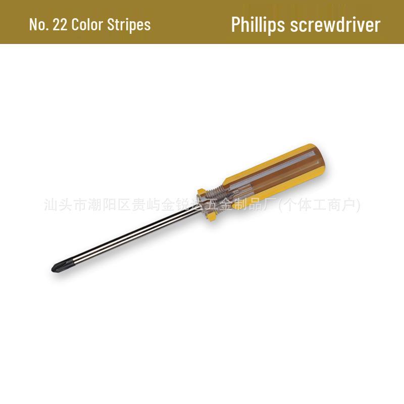 Crystal Color No. 22 Transparent Handle 6-in-1 Magnetic Screwdriver, 4" Black Head, Phillips & Flathead