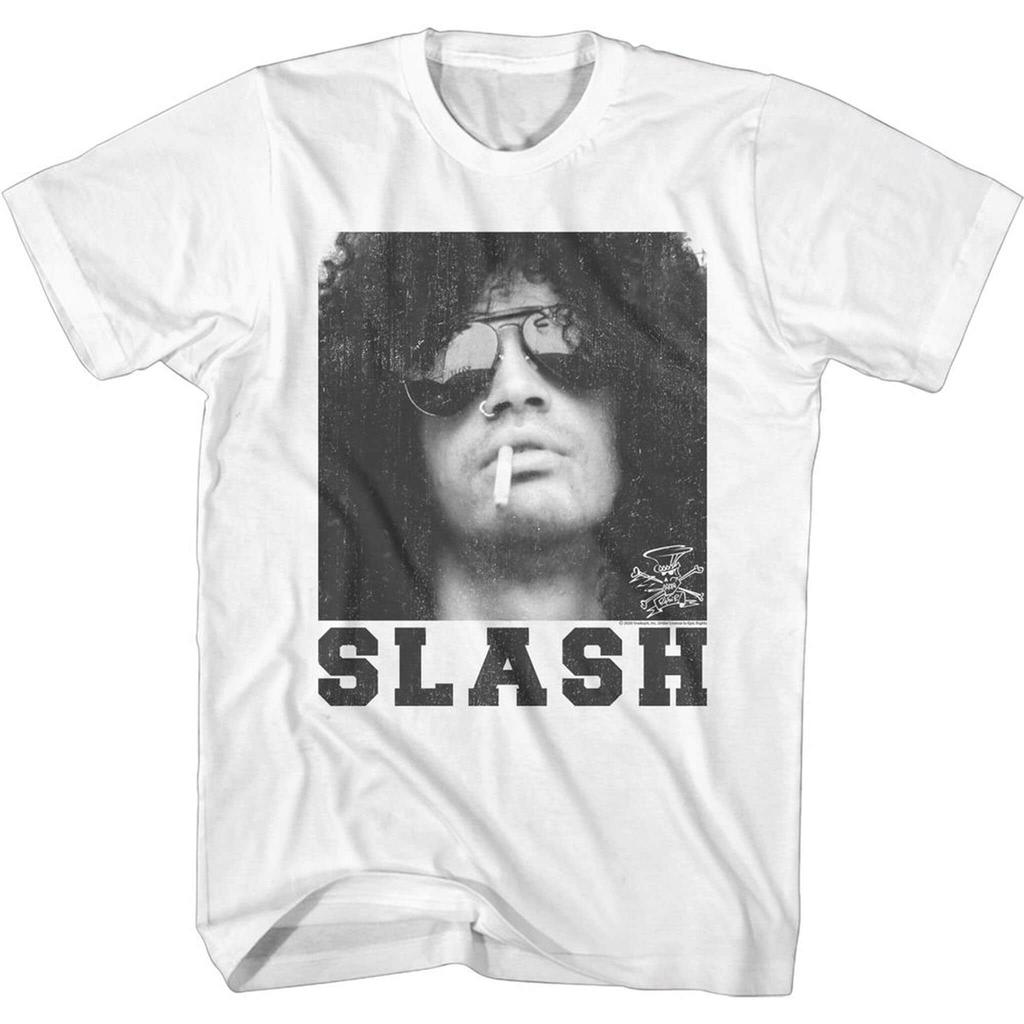 Slash Guns N Roses Smoking Slash White Adult T-Shirt