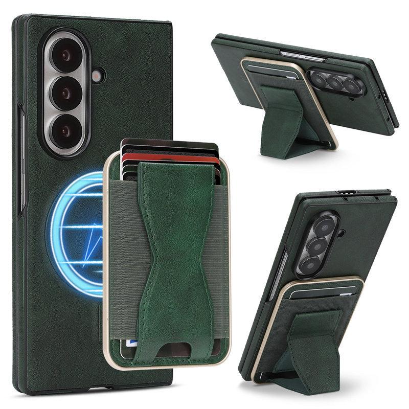 Bracket Magnetic Card Bag Suitable for Samsung Zfold1 Mobile Phone Case with Card Slot galaxyZflod1 Magnetic Zflod1