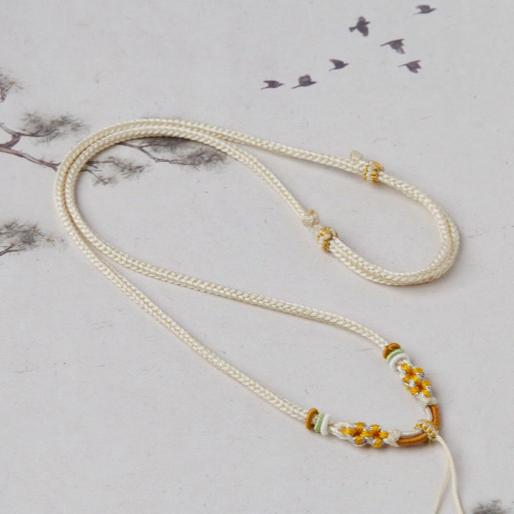 Elegant Handmade Adjustable Eight-Strand Peach Blossom Knot Necklace Cord