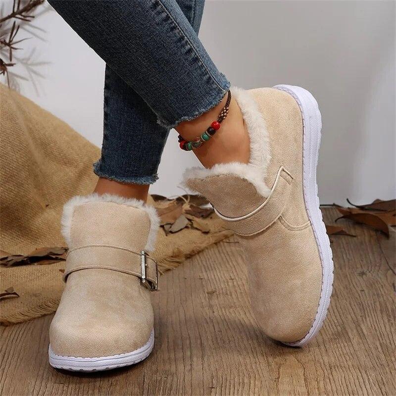 Fur Women Boots Winter Ankle Boots Flats Comforty Cotton Shoes for Women 2023 New Short Snow Boot Botas Mujer Plus Size 43