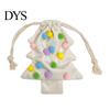 Soft Fabric Party Favors Christmas Tree Drawstring Gift Bag, Plush Pom Bell Hanging Cute Fur Ball Ornaments Ornament, Reusable Candy Pouch Decor