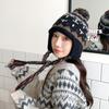 Ethnic Style Contrasting Color Pullover Wool Hat Women'S Winter Warm Ear Protection Knitted Hat Cold Bag Head Lei Feng Hat