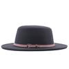 Hat Women's Woolen Top Hat Autumn and Winter Solid Color Retro Gentleman British Style Flat Top Belt Accessories Felt Hat
