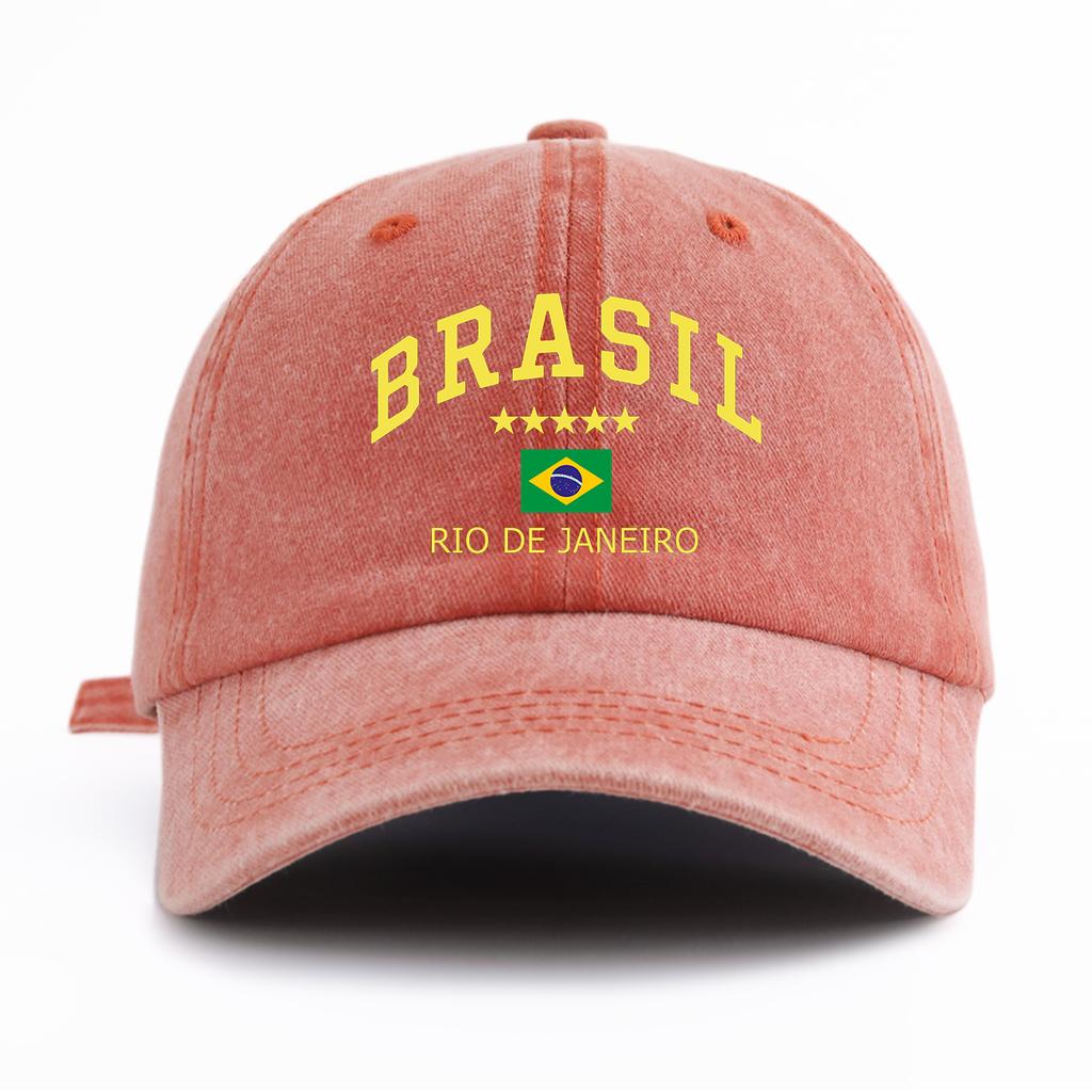 Berretto da Baseball Unisex con Stampa Bandiera Lettere Brasile Lavato Cappello da Papà Retrò Vintage Disponibile in Diversi Colori Retrò Cappello da Sole da Esterno