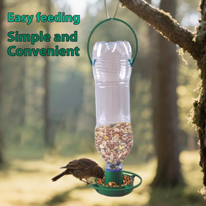2/1Pcs Outdoor Bird Feeder Automatic Hanging Plastic Feed Bowl For Parrot Pigeon Pet Indoor Bottle Mouth Docking Feeding Suppli