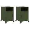 VidaXL Bedside Tables 2 Pcs Olive Green 36x39x59 Cm Steel, Cabinet, Bedroom Furniture, Phone Stand, 846725