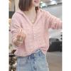 2026 Women's French Style Crochet Hooded Knit Top - Long Sleeve, Lightweight for Spring/Summer