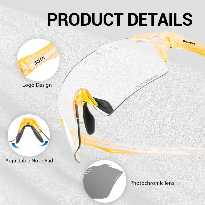 SCVCN UV400 Photochromic Cycling Glasss Sports Running Sunglasses Men Outdoor Drving Bicycle Goggles MTB Eyewear 1 Lens 7