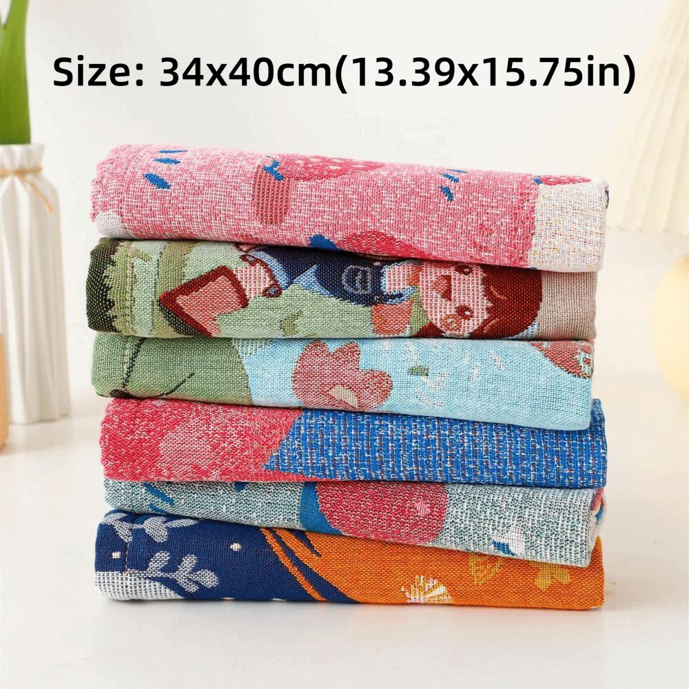 34x40cm Large Hand Towel Cartoon Quick Dry Pure Cotton Dish Cloth Decorative 4 Layer Cotton Gauze Handkerchief Towel