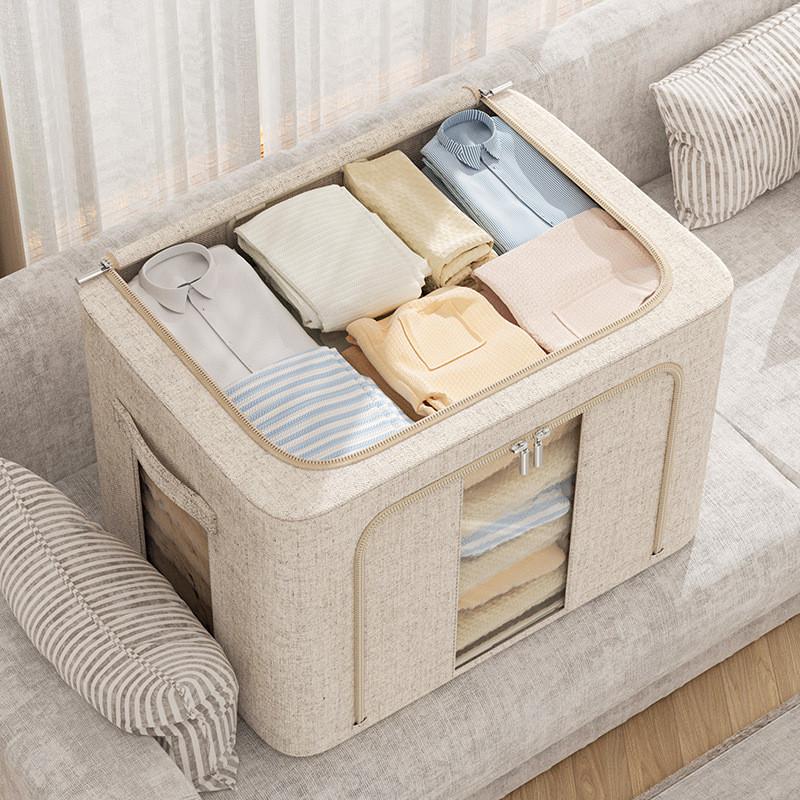 Clothes Storage Box Organizer With Steel Frame Waterproof Fabric For Bedroom Storage