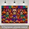 2D Flat Banner Background Fabric for the Halloween Theme, Featuring Painted Sugar Skulls,zyc