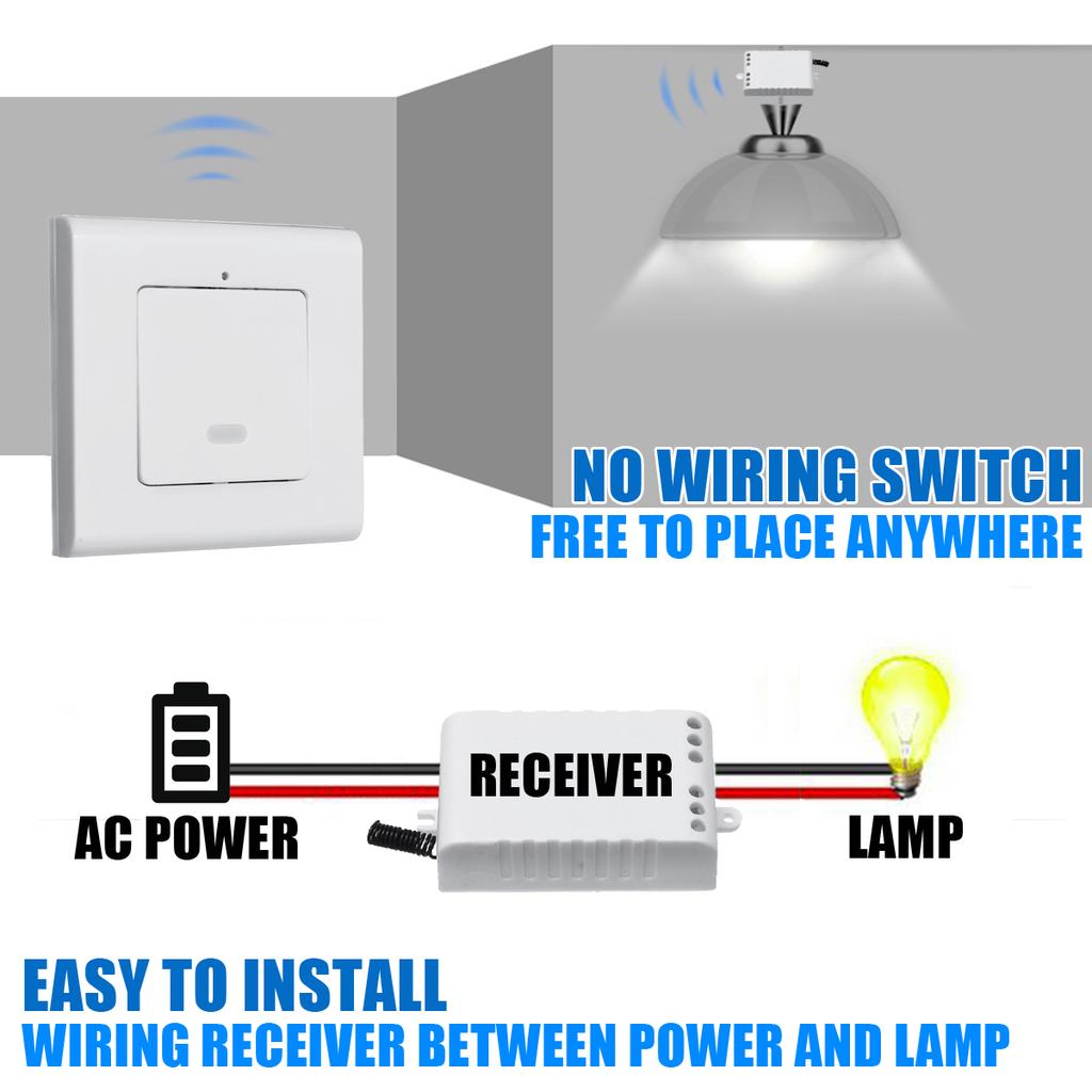 1 Way White Wireless Lamp Light Wall Switch On Off Remote Control No Wiring With Receiver At Affordable S Free Real Reviews Photos Joom White Wireless Lamp Light Wall Switch, Remote Control Wall Light Switch Installation