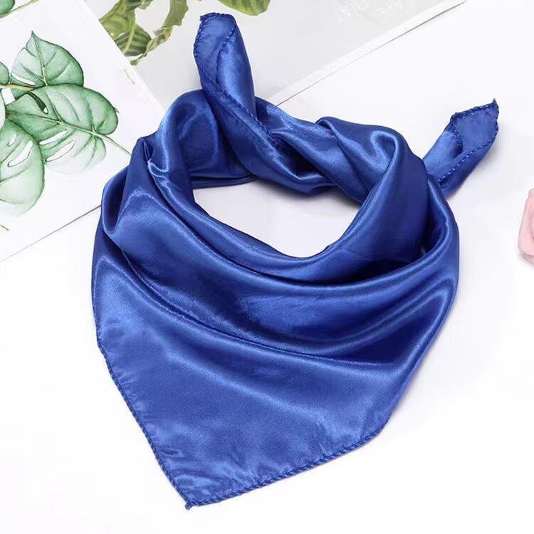 Solid color silk scarf women's thin small square scarf imitation versatile yarn summer multi-functional sunscreen scarf scarf